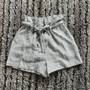 Reformation Paper Bag Theodore Linen Striped Shorts Size 6